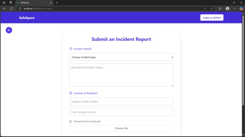 SafeSpace: AI-Powered Incident Reporting for Justice – screenshot 5