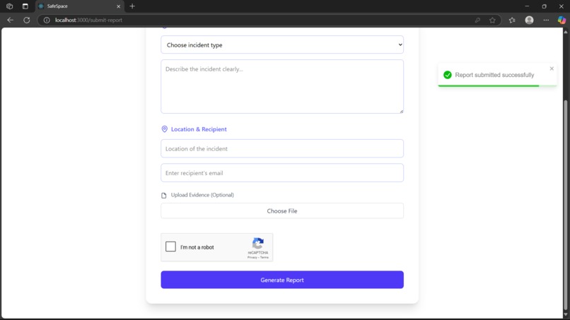 SafeSpace: AI-Powered Incident Reporting for Justice – screenshot 6