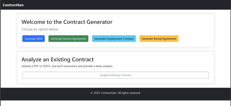 ContractGen – AI-Powered Contract Generator & Analyzer – screenshot 1
