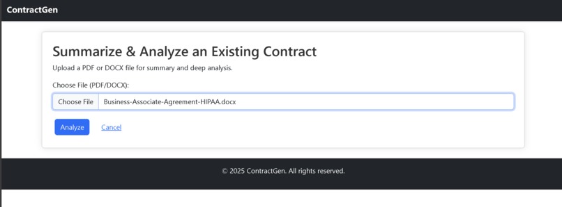 ContractGen – AI-Powered Contract Generator & Analyzer – screenshot 3