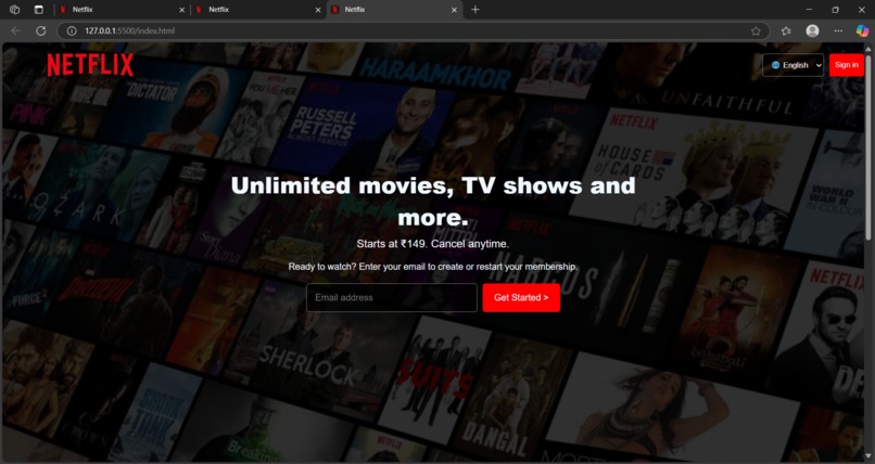 Netflix clone – screenshot 1