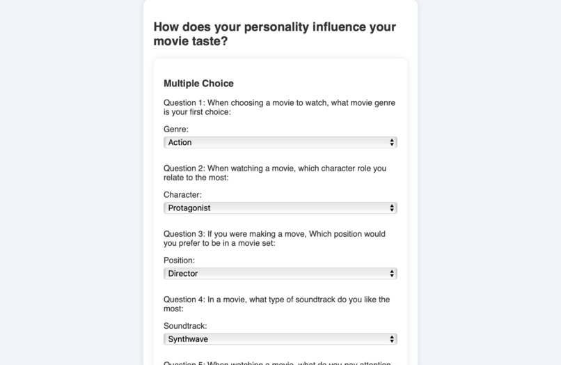 Movie-based Personality Quiz – screenshot 1