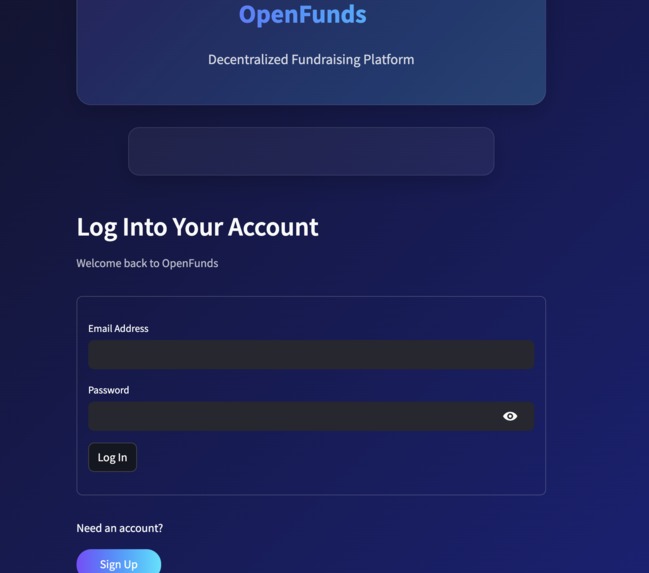 OpenFunds – Decentralized Fundraising App – screenshot 4