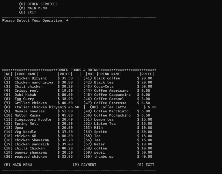 food ordering system – screenshot 1
