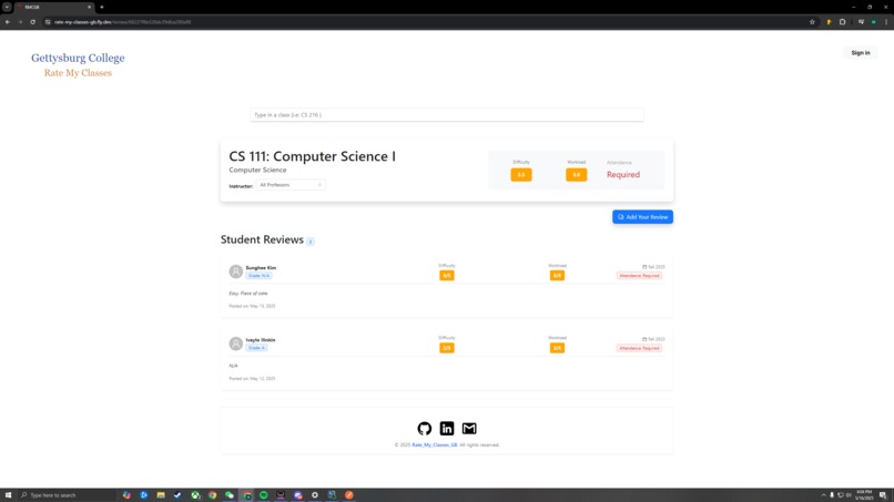 Rate My Classes Gettysburg College – screenshot 2