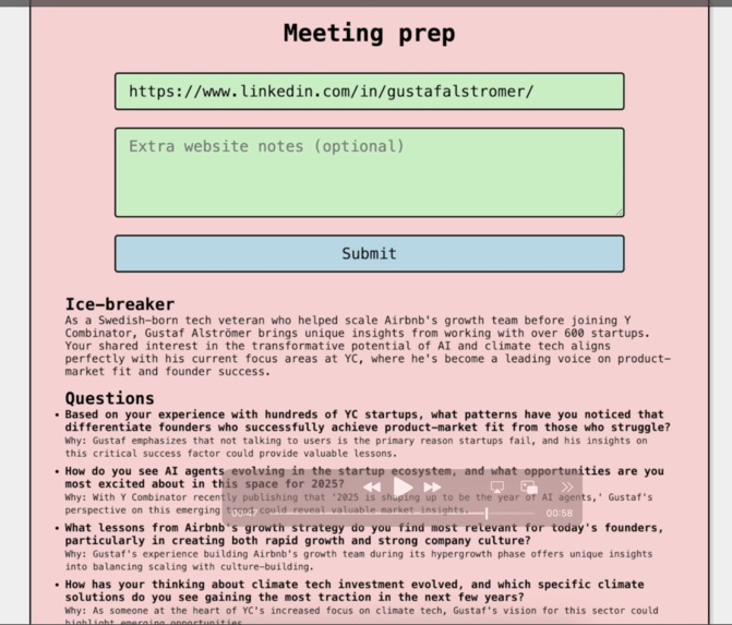 Meeting prep – screenshot 2