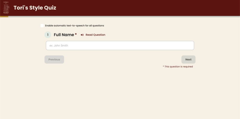 Tori's Style Quiz – screenshot 1