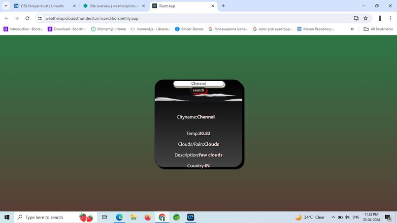 Real-time Weather Tracker – screenshot 1