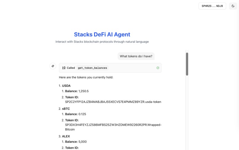 Stacks Defi Agent – screenshot 1