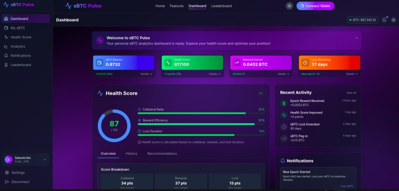 sBTC pulse – screenshot 2