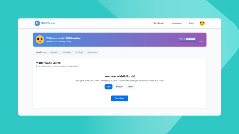  MathMaster – Interactive Math Learning Web App – screenshot 2