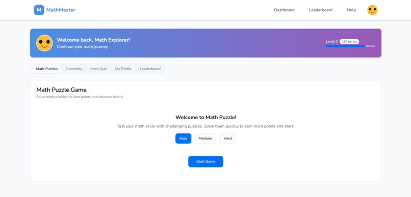  MathMaster – Interactive Math Learning Web App – screenshot 3