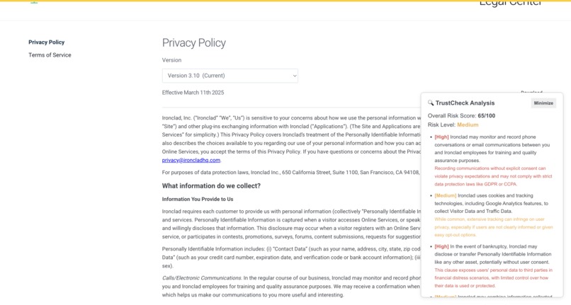 TrustCheck – screenshot 2