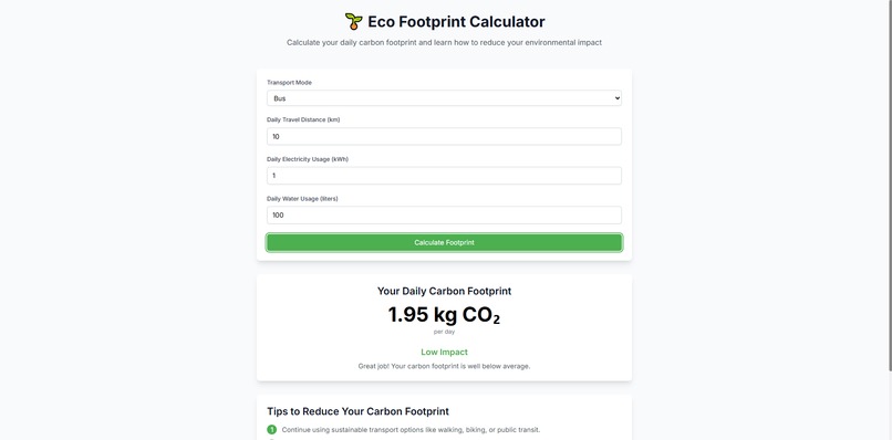 Eco Footprint Calculator – screenshot 1