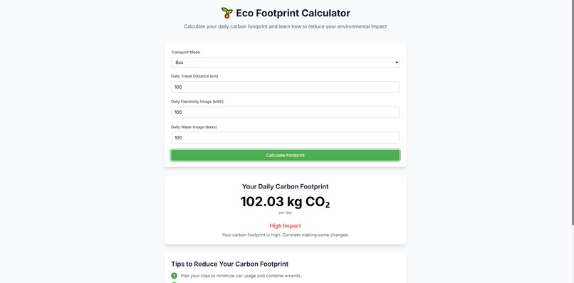 Eco Footprint Calculator – screenshot 2