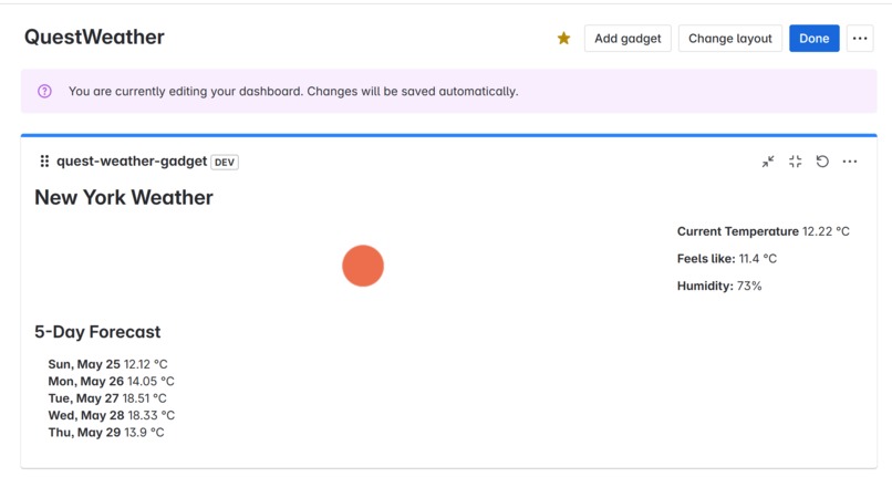 Weather Gadget for Jira – screenshot 1