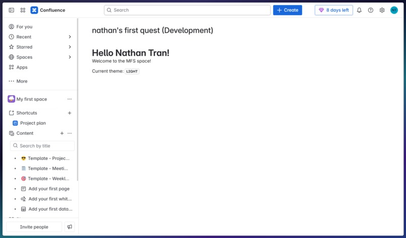 Hello World Confluence Site – screenshot 1