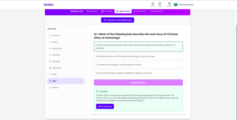 Seeker: Perplexity for learners  – screenshot 6