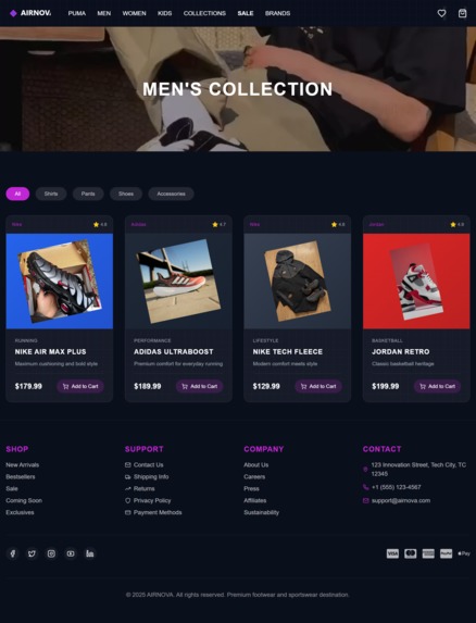 AirNova – Futuristic Sneaker & Apparel Store – screenshot 3