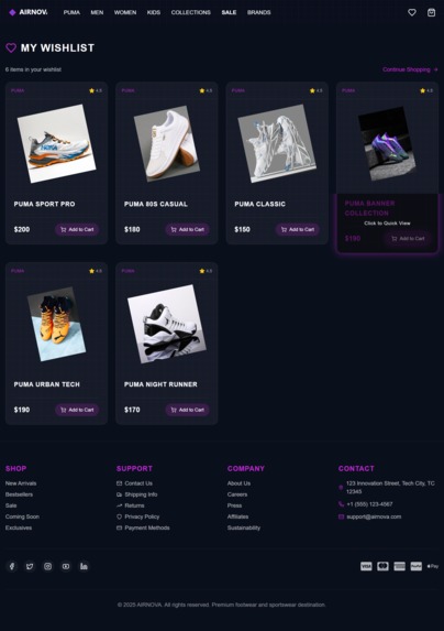 AirNova – Futuristic Sneaker & Apparel Store – screenshot 5