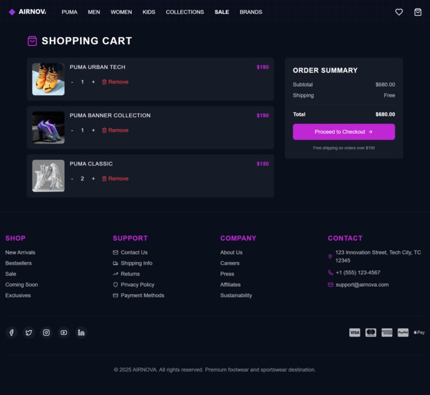 AirNova – Futuristic Sneaker & Apparel Store – screenshot 6