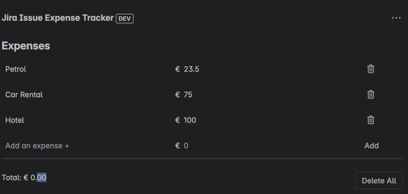 Jira Expense Tracker – screenshot 1