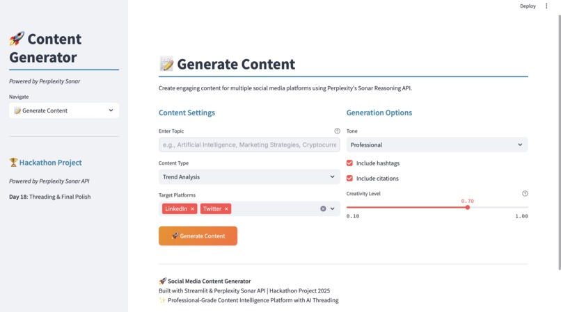 AI-Powered Social Media Content Generator – screenshot 1