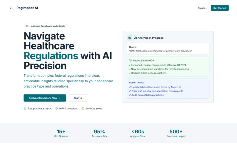 RegImpact AI - Healthcare Regulation Impact Analyzer – screenshot 1