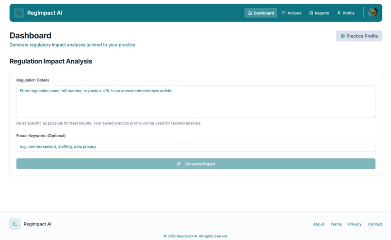 RegImpact AI - Healthcare Regulation Impact Analyzer – screenshot 2