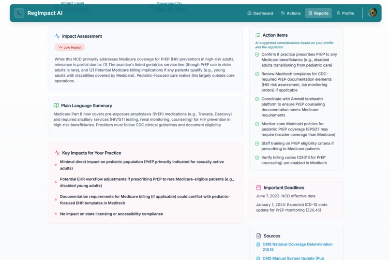 RegImpact AI - Healthcare Regulation Impact Analyzer – screenshot 4