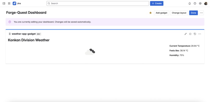 Jira Weather Gadget App – screenshot 2