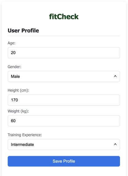 fitCheck – screenshot 1