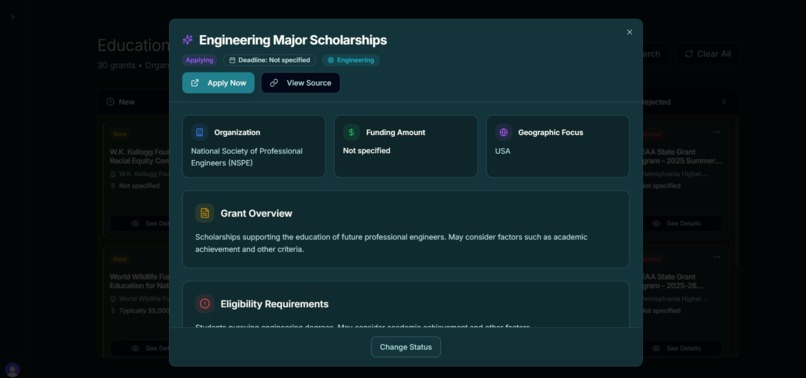 FindMeGrant.com – screenshot 2