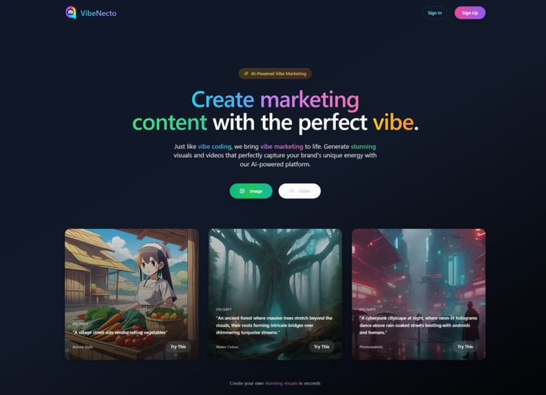 Vibenecto – AI-Powered Marketing Content Creation – screenshot 1