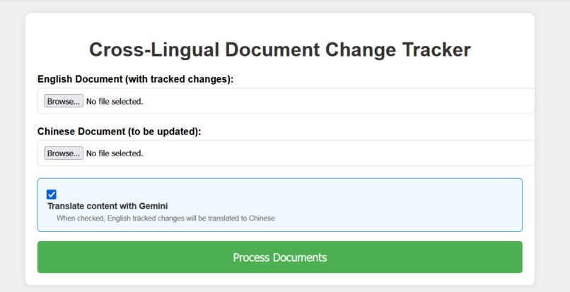 Cross-Lingual Document Change Tracker – screenshot 2
