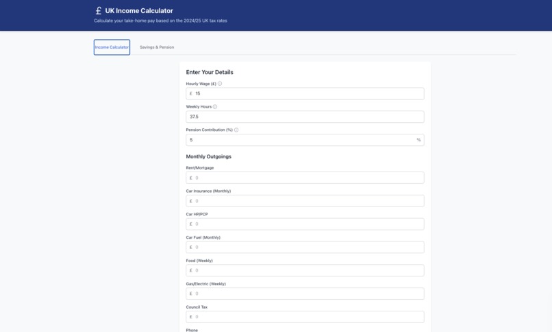UK Income Calculator  – screenshot 1