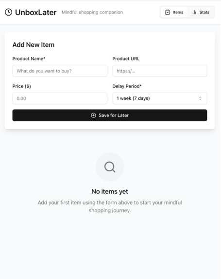 UnboxLater – The Anti-Impulse App – screenshot 1