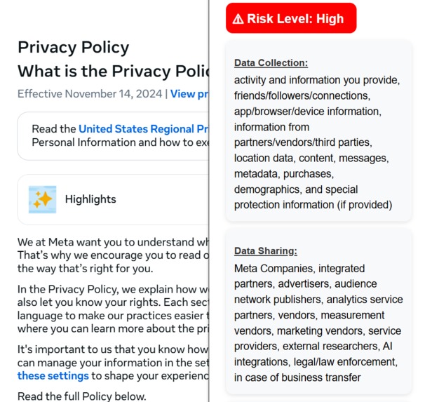 Privacy Policy TLDR – screenshot 2
