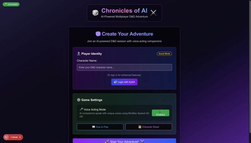 NeuroDungeon- MiniMax, LinkUp, Auth0, Apify – screenshot 1