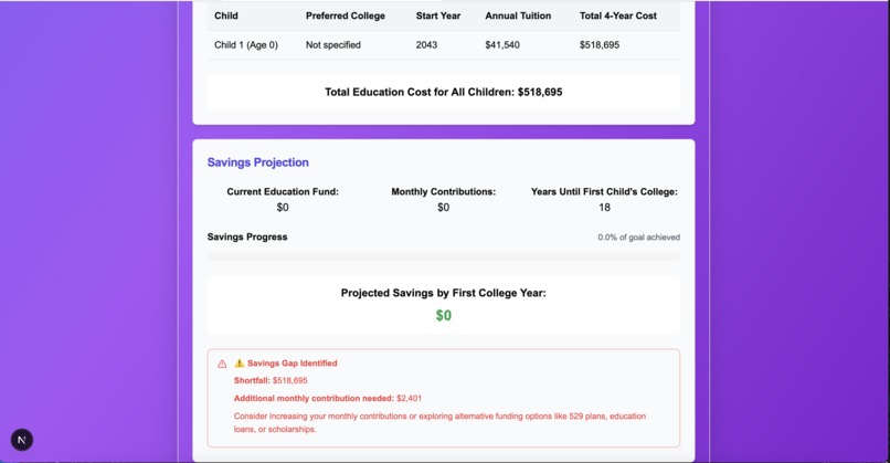 College cost planner – screenshot 2