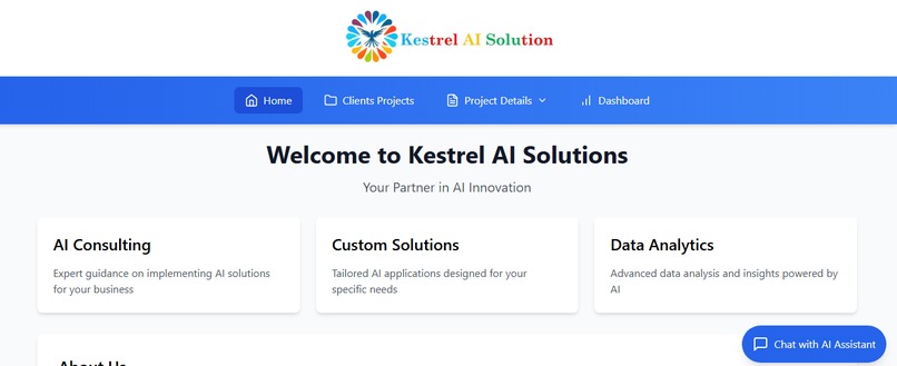 Kestrel AI Solutions Project Management System – screenshot 1
