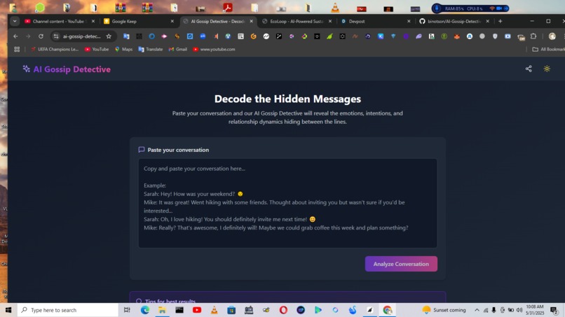 ai gossip detector – screenshot 1