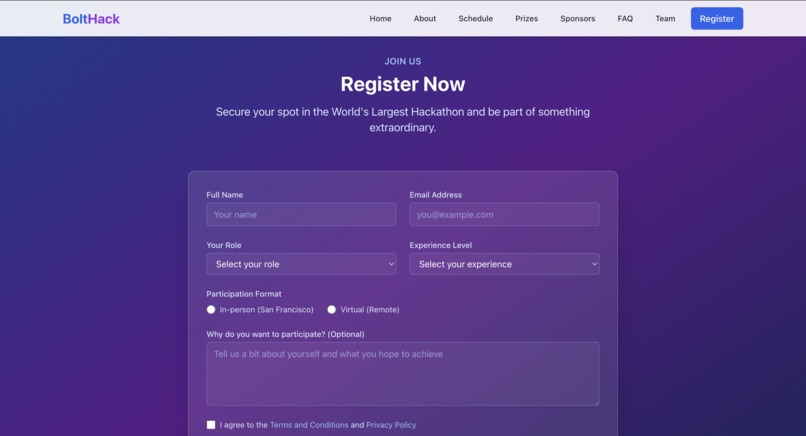 World’s Largest Hackathon web page – screenshot 2