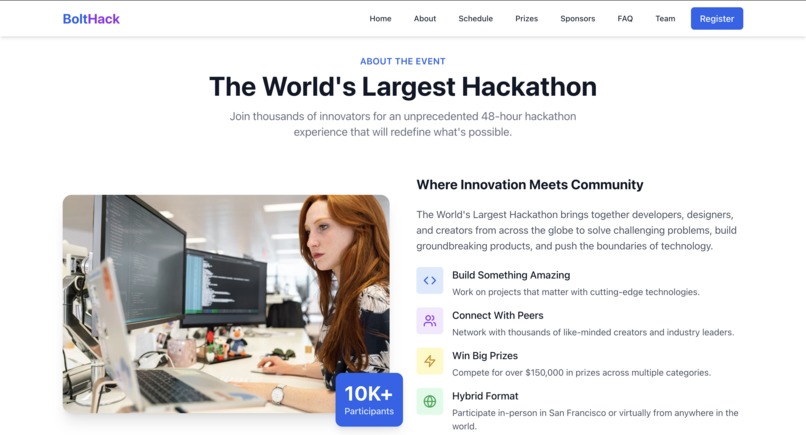 World’s Largest Hackathon web page – screenshot 3