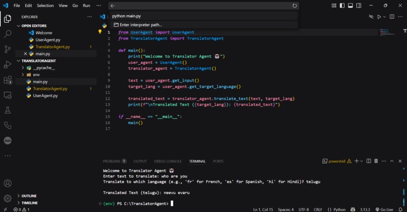 Translator Agent – screenshot 1