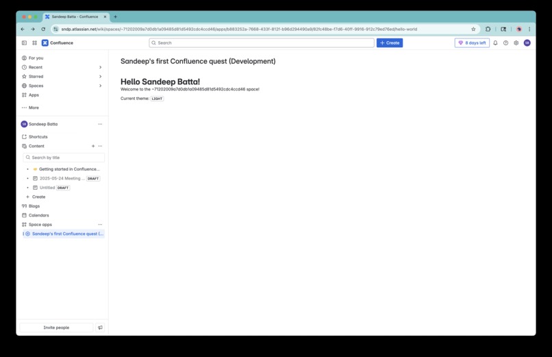 Hello Confluence – screenshot 1