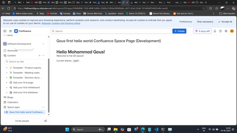 Confluence hello world – screenshot 1