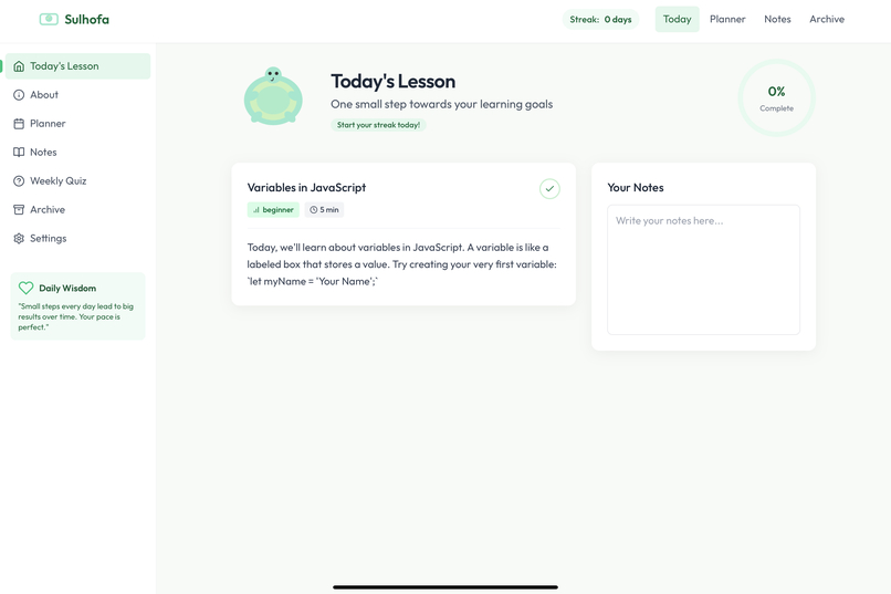 Sulhofa – The Slow and Steady Learning Companion – screenshot 2