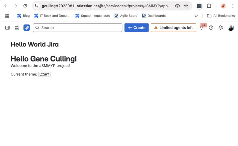 Forge Jira Hello World – screenshot 1