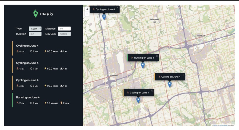 Mapty – screenshot 1